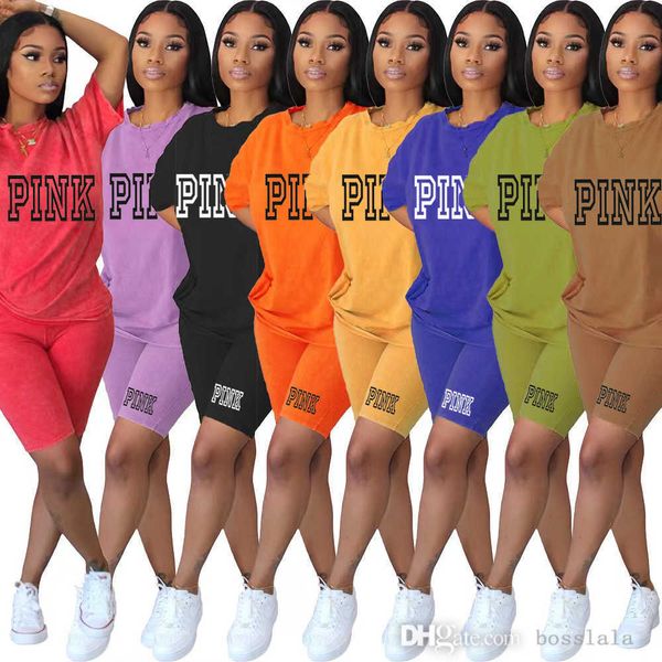 

women short sleeve clothing tracksuits designer two piece set 2023 new summer letter printed loose t-shirt shorts casual outfits, Gray