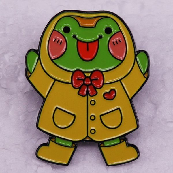 

raincoat frog brooch cute anime movies games hard enamel pins collect metal cartoon brooch backpack hat bag collar lapel badges, Blue