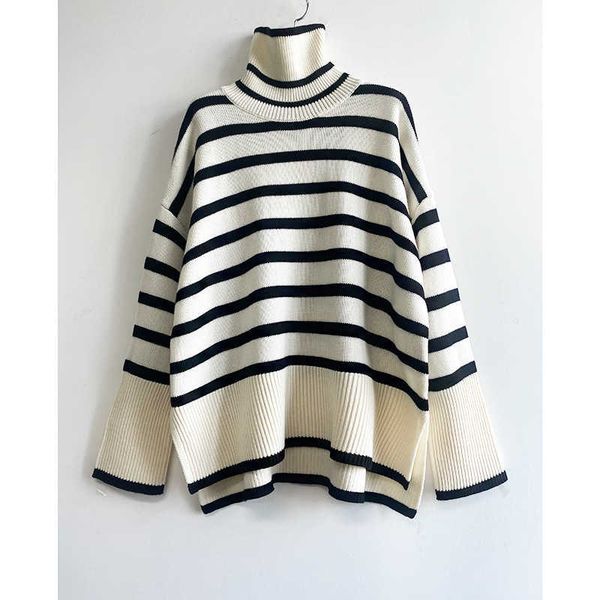 

pengiriman gratis totem * merek katun wol dengan desain garis sweter wanita sweter wol wanita mewah dengan bahu tertutup, White;black