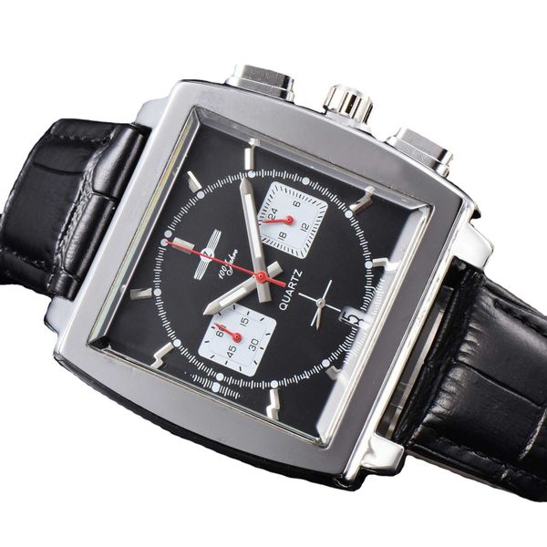 

watch fashion designer designs quartz 6-stitch square leisure business luxury waterproof, Slivery;black