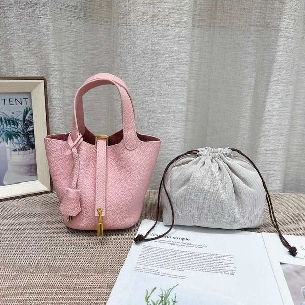 

designer luxury bag h layer cow cm vegetable basket women's mini leather bucket cute handbag gold buckleo2h83056 picotin