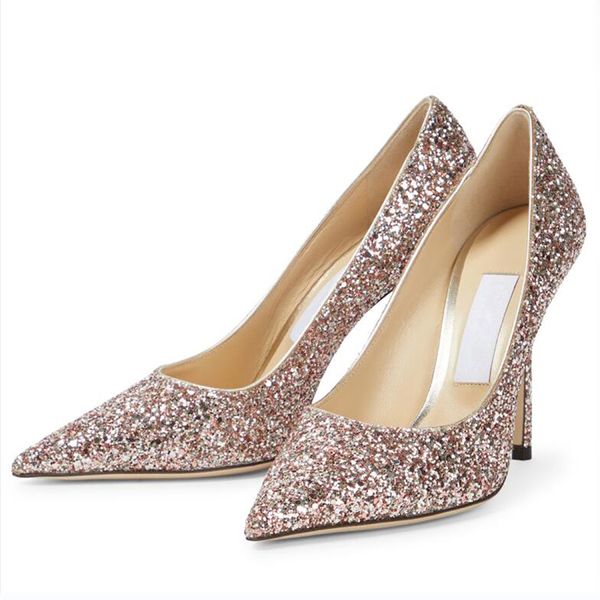 

fashion women sandals pumps london love romy 100 mm with glitter italy delicate pointed toes clastic sequins designer wedding party gift san, Black