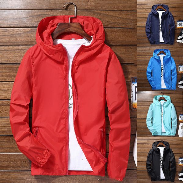 

men's trench coats sunproof windbreaker rain jacket zipper men outwear breathable thin hooded lightweight exercise rainproof 230404, Tan;black