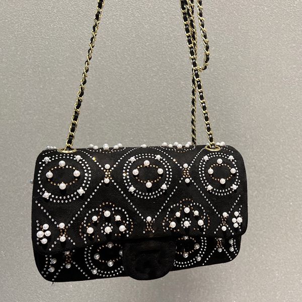 

classic mini flap stud pearl embroidery bags gold strass crush ball matelasse chain crossbody shoulder large capacity vanity cosmetic case d