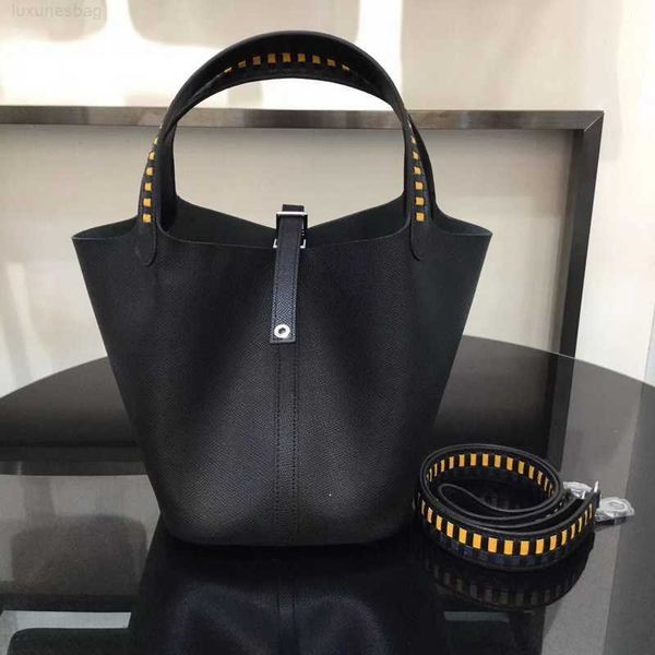 

designer luxury bag h woven shoulder strap palm grain vegetable basket women's bucket cow leather hand messenger bag0sgaxvvk picotin