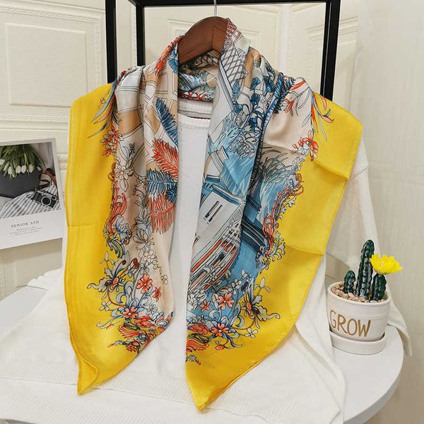 

sarongs new silk scarf female garden horse group scarf decoration sunscreen scarf silk thin square scarf shawl p230403, Blue;gray