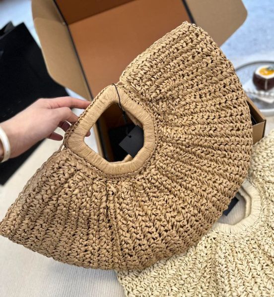 

designer - beach bags tote portable laffia woven vegetable basket beach resort seaside large capacity