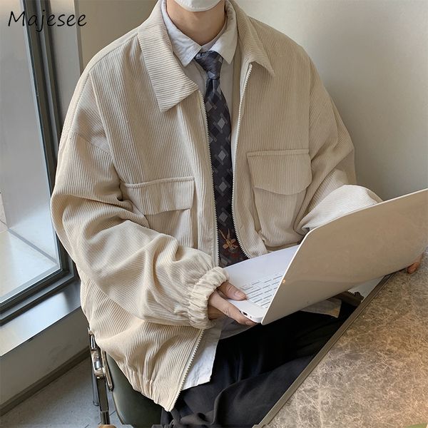 

men's jackets men streetwear handsome japanese corduroy outwear solid large size bf loose classic cazadora hombre arrival 230403, Black;brown