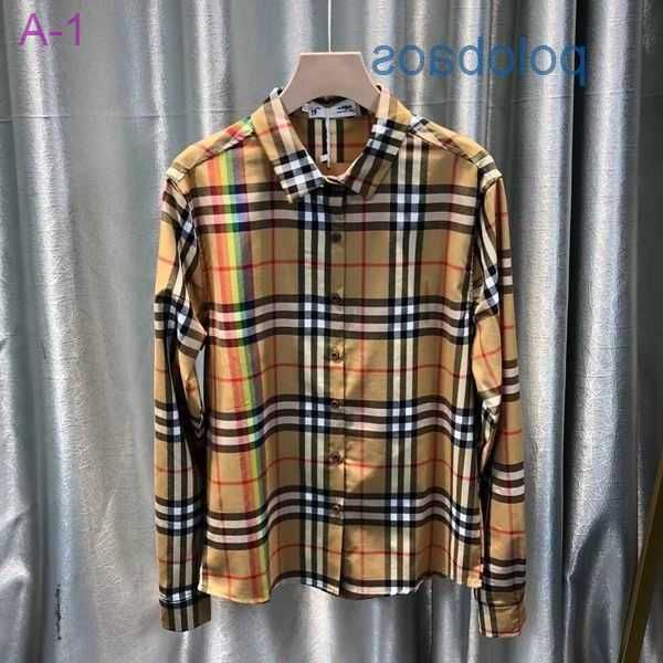 

burbersys clothes designer mens casual shirt summer new rainbow stripe plaid polo versatile slim fit fashion outwear men ygtv, White;black