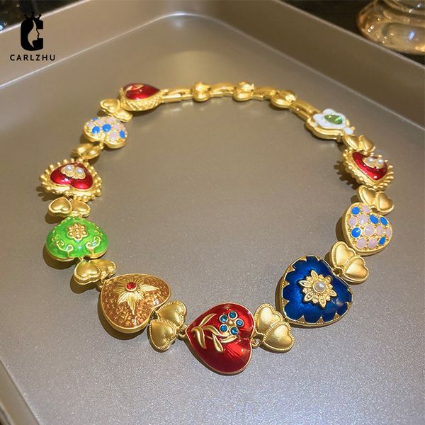 

chokers medieval times vintage pearl love heart choker necklace retro style temperament necklaces party jewelry 230403, Golden;silver