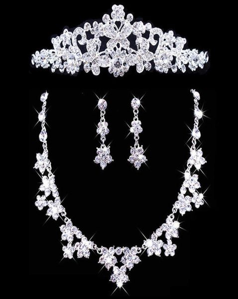 

twinkling necklace earrings set bridal butterfly crown headpieces tiaras jewelry accessories wedding party s0077343981, Silver