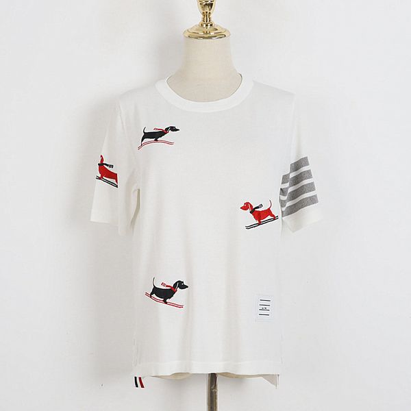 

329 2023 summer brand same style sweater short sleeve black white gray blue embroidery crew neck pullover fashion womens clothes womens dl, White;black