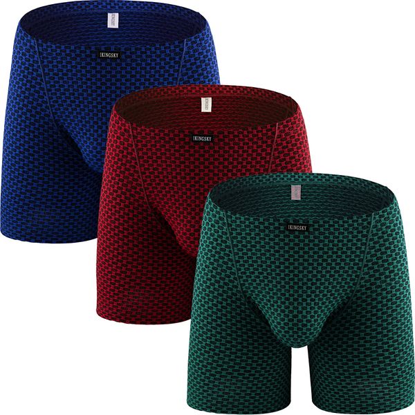 

underpants ikingsky men's elastic long leg boxing underwear raised luggage strapless underwear seamless front underwear 230404, Black;white