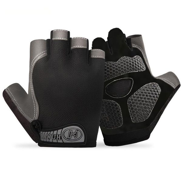 

sports gloves gym fitness breathable antislip women men half finger summer fishing cycling fingerless female bicycle bike 230403, Black