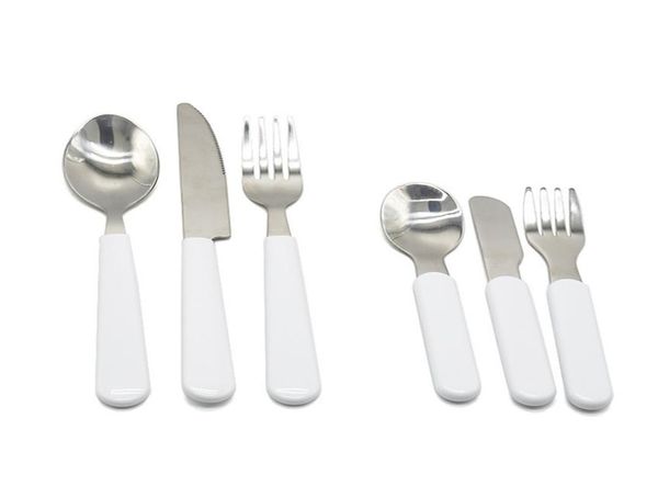

sublimation blank white kids knife fork spoon cutlery set stainless steel silver tableware kitchen dinner sets baby feeding 2498 t8069266