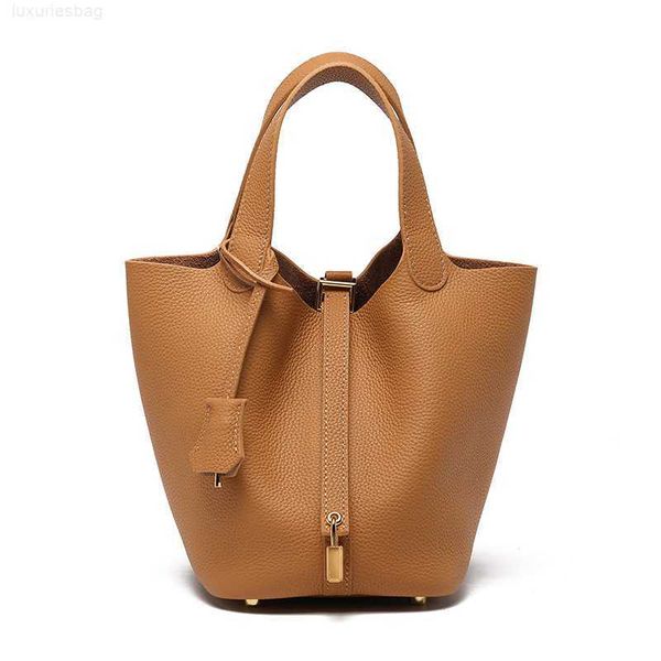 

designer luxury vegetable style food basket togo cowhide bucket small fashion versatile leather women's bag4b6192a9 picotin