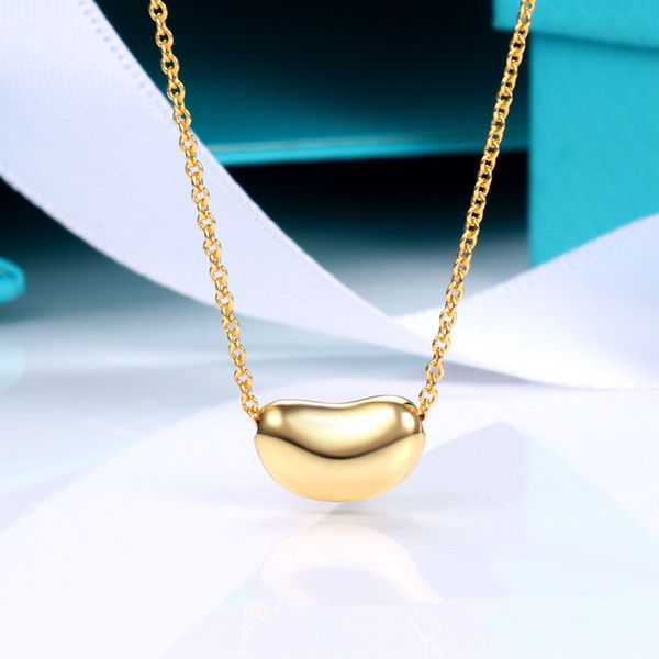 

bean heart love pendant necklaces for women luxury clavicle chain designer jewelry wedding party gift with box, Silver