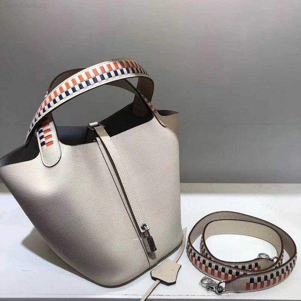 

designer luxury bag h woven shoulder strap palm grain vegetable basket women's bucket cow leather hand messenger bagljikl7ds picotin