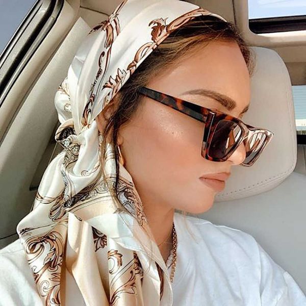 

sarongs luxury beh shawl wraps brand stoles silk square scarf women satin headband female kerchief hijab echarpe 2022 summer bandana p230403, Blue;gray