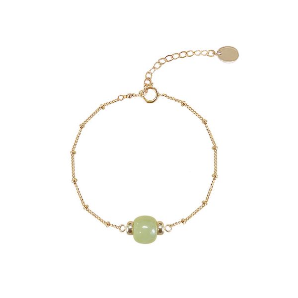 

senior designer jewelry chains imitation hetian jade bead bracelet light luxury design sense retro senior gift women's simple bracelet, Black