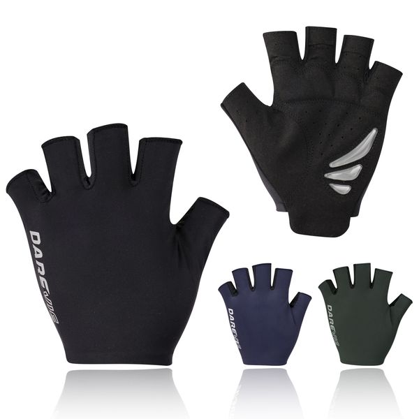 

sports gloves darevie men cycling summer women glove gel half short finger shockproof breathable antibacterial bike 230403, Black