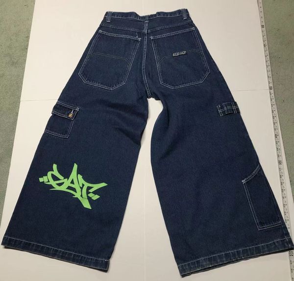 

womens jeans straight pants casual loose high waist y2k street retro print pocket wide leg suit simple buckle punk lovers 230404, Blue