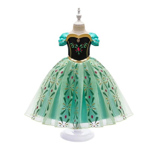 

princess dress for girl snow queen 2 short sleeve snowflake sash cosplay fancy costume halloween pageant party clothes kids green 4800116, Blue