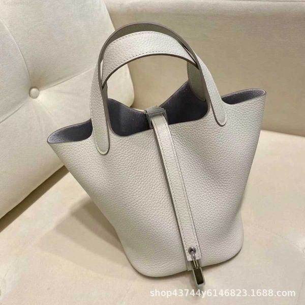 

designer luxury h vegetable basket togo layer cowhide litchi pattern female handheld oblique cross bucket wedding bagf8j0 picotin
