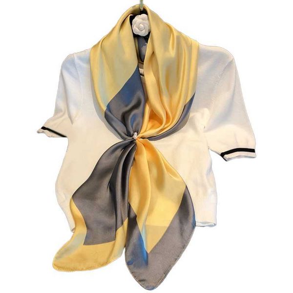 

sarongs 90x90cm fashion color matching printed scarf women silk satin hijab scarf luxury square shawl headband bandanas turban for head p230, Blue;gray