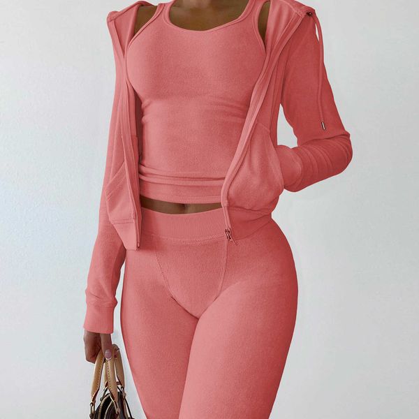 

cropped jacket tracksuit two piece set elegant 2 pieces sets women luxury outfit sweatsuit velour zip up hoodie jackets, White