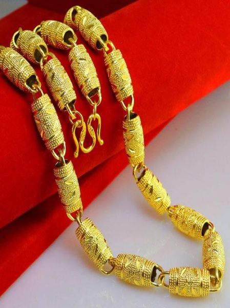 

chains thicken heavy olive bead 83g 18ct wood barrels 18k gold men039s necklace carved chain 10mm jewelry gift9888949, Silver