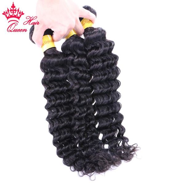 

peruvian virgin hair bundles deep curly wave natural color human hair extensions queen hair official store1951998, Black