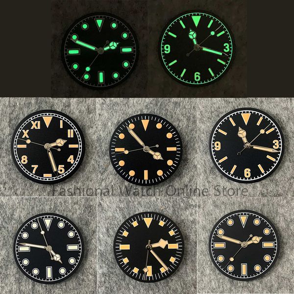

repair tools kits 285mm retro watch dial hands modified green luminous men's faces es accessories for nh35 nh36 movement 230404