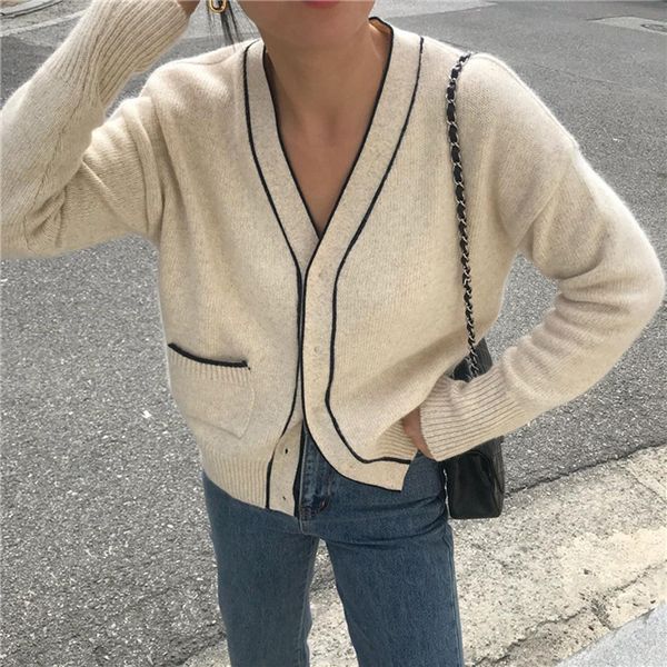 

women's knits tees bgteever winter vneck elegant women sweater cardigan open stitch jumpers female singlebreasted knitted 230403, White