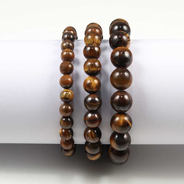

charm bracelets natural stone 6/8/10mm beads tiger eye bracelet classic men women buddha black lava bracelets minimalist yoga meditation jew, Golden;silver