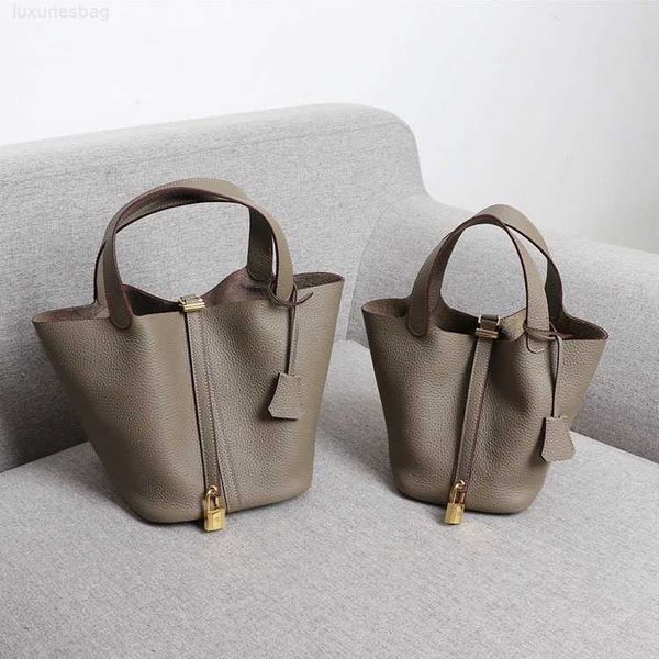 

designer luxury vegetable basket upgraded handbag s lychee head layer cowhide women's bucket bagu9q424ge picotin