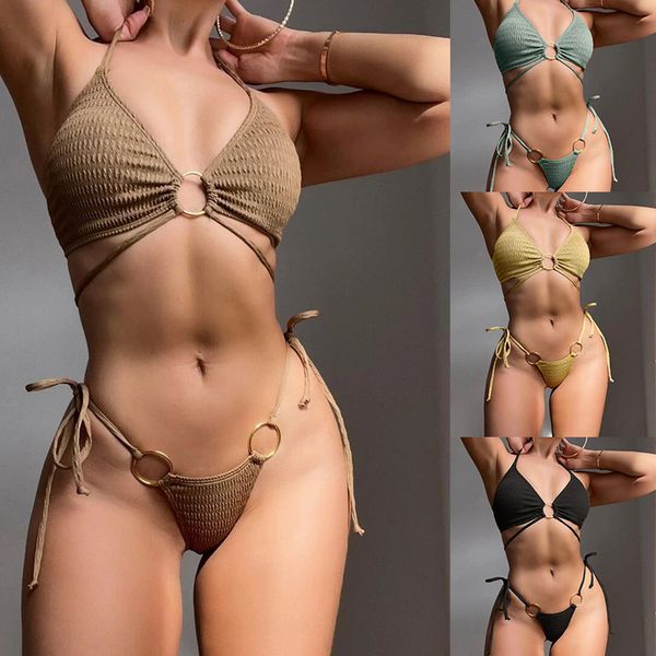 

women's swimwear 2023 clothing swimwears new arrival solid color bikinis push up bikini 2023 frenulum swimwear low-waisted triangle cup, White;black
