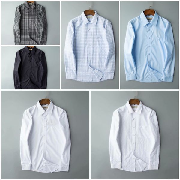 

mens shirts small horse quality embroidery blouse long sleeve solid color slim fit casual business clothing long-sleeved shirt normal size, White;black