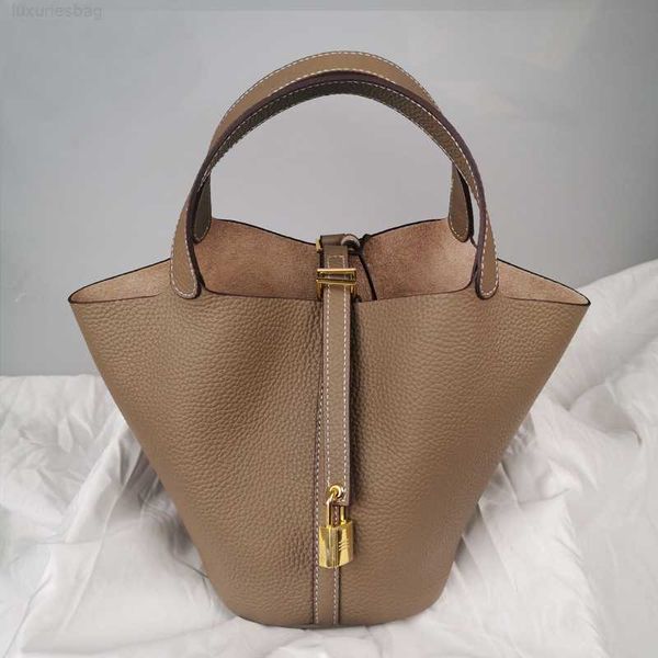 

h bag designer luxury style leather hand for middleaged mother simple and fashionable bucket large capacity vegetable basket women's ba