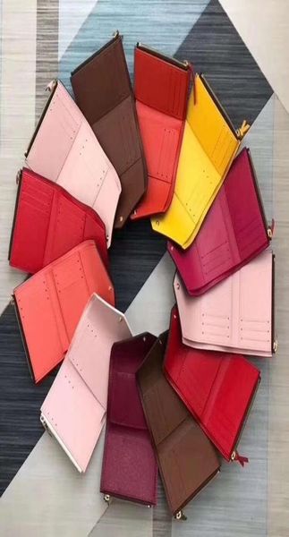

whole women wallet leather multicolor coin purse short wallet polychromatic purse lady card holder classic mini zipper pocket9016905, Red;black
