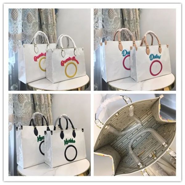 

men designer tote bag onthegos mm tote mbroidery jacquard m20815 m20816 shopping bags fashion ladies pockets
