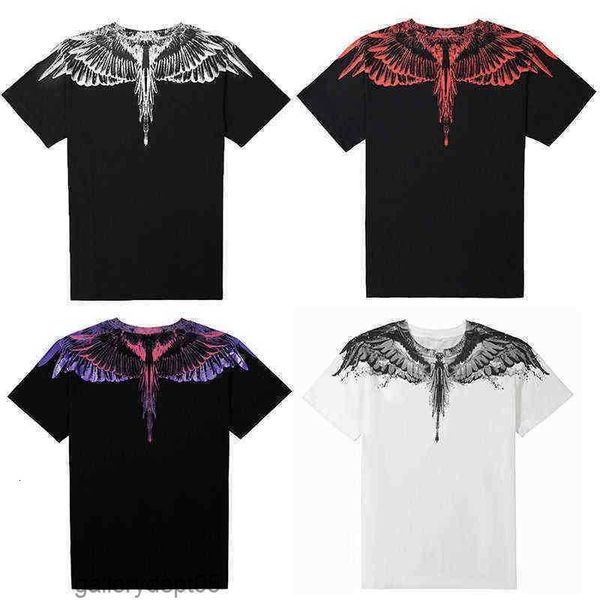 

2022 men's t-shirts summer european and american tide mb wings water drop feather short-sleeved women's cotton round necks1, White;black