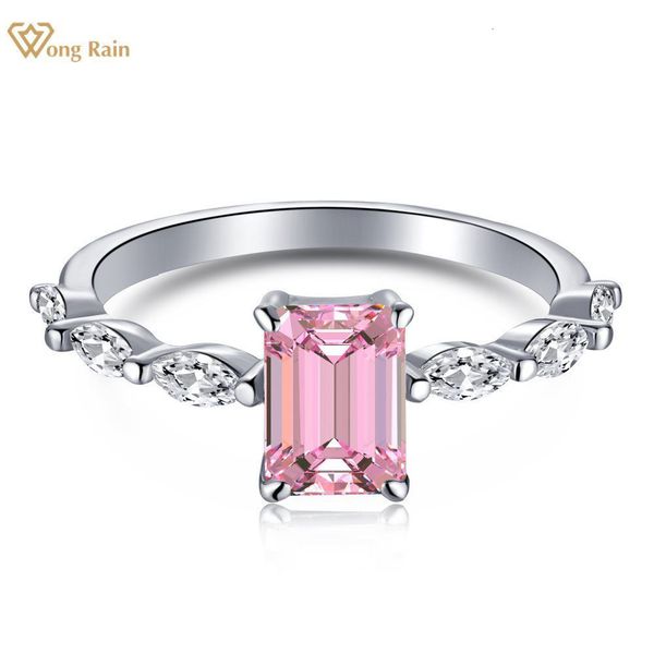 

wedding rings wong rain 100% 925 sterling silver lab sapphire high carbon diamond gem wedding ring women's exquisite jewelry wholesale, Slivery;golden