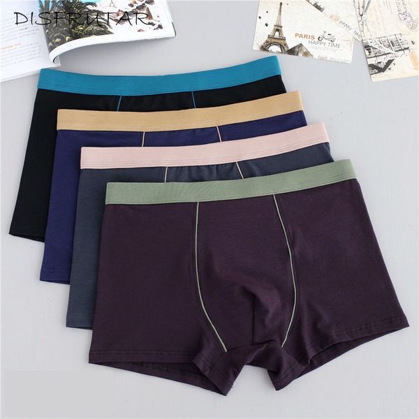 

underpants large men's underwear 4 pieces/batch men's underwear boxing shorts cotton cuecas men's solid underwear men's, Black;white