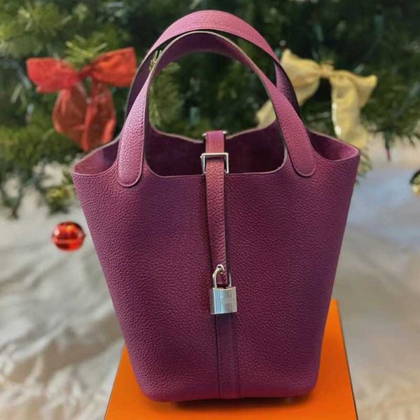 

designer luxury h vegetable basket togo layer cowhide litchi pattern female handheld oblique cross bucket wedding bags9q3 picotin