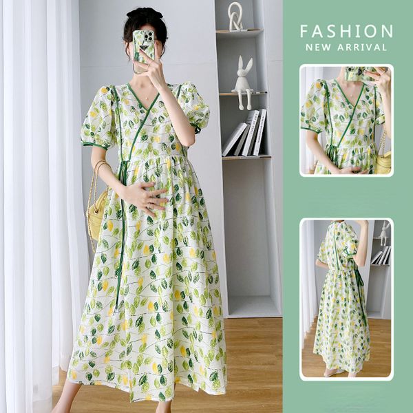 

maternity dresses fashionable elegant breathable summer maternal wear plus size po shooting plus size casual maternal wear south korea 23040, White