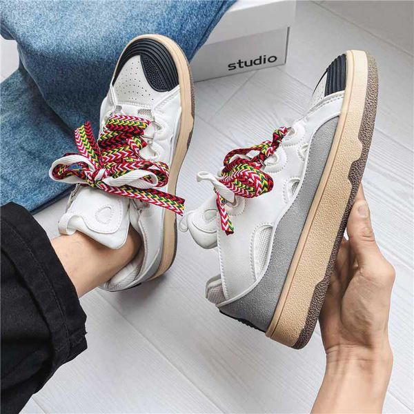 

designer dress shoes fashion brand lanvins curb painted low sneakers men women thick soles catwalk stitching embossed leather rubber platfor, Black