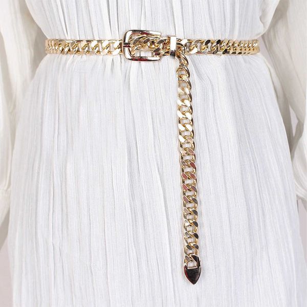 

belts 1 pc women's chain belt metal waist chain dress belts metal belt adjustable z0404, Black;brown