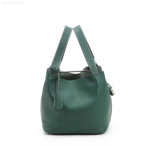 

designer luxury fashion genuine leather women's handbag layer cowhide soft vegetable basket water bucket bagniqcsc6h picotin