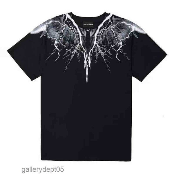 

short sleeves men's and women's loose couple t-shirt tide mb phantom water drop feather wings 19ss 3s1s1, White;black